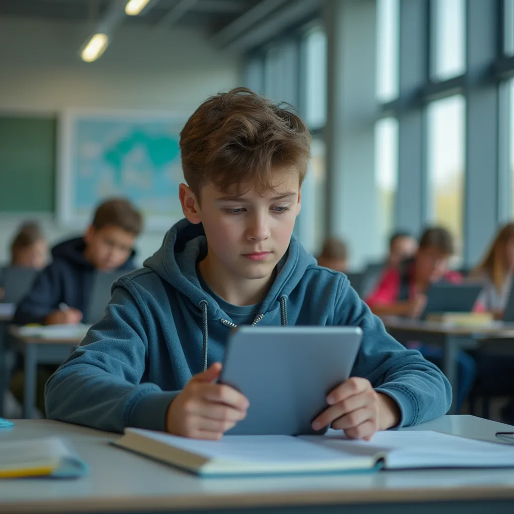 Študent v futuristickej triede, štúdium investícií